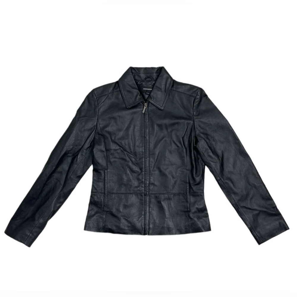 Colebrook Classics Spread Collar Full Zip Leather Jacket  Size S